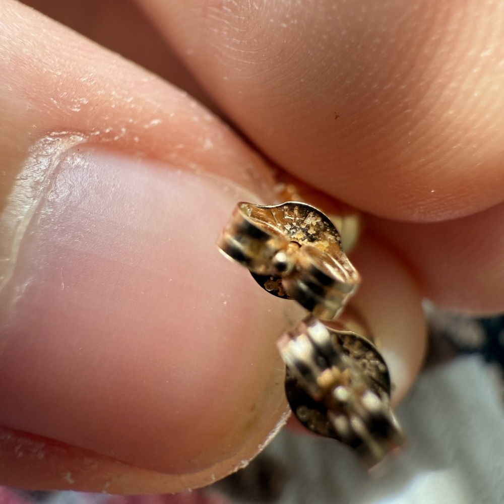 Vintage 14K Marked Stamped Yellow Gold Jewelry Ball Bead Stud Earrings + Backs - Picture 8 of 15